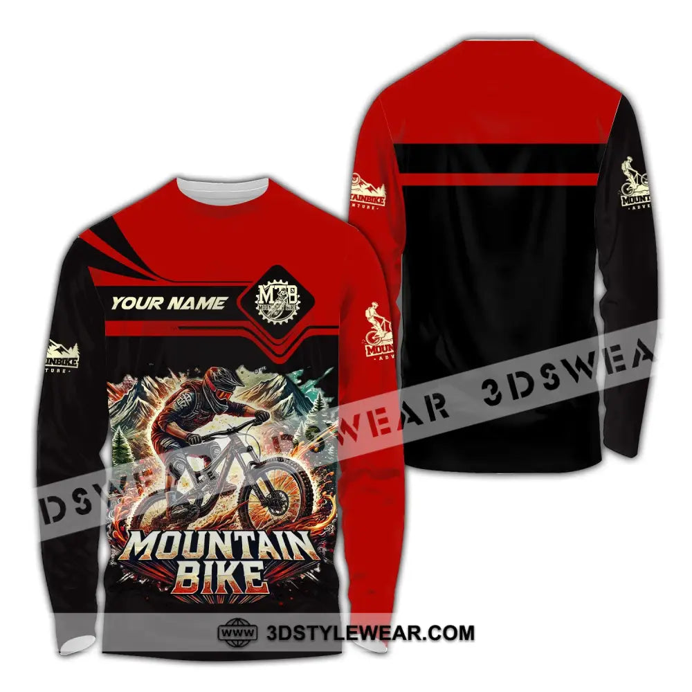 Man Shirt Custom Name For Mountain Bike Lover Gift Hoodie Long Sleeve / S T-Shirt