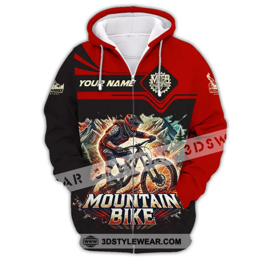 Man Shirt Custom Name For Mountain Bike Lover Gift Hoodie Long Sleeve Zipper / S T-Shirt