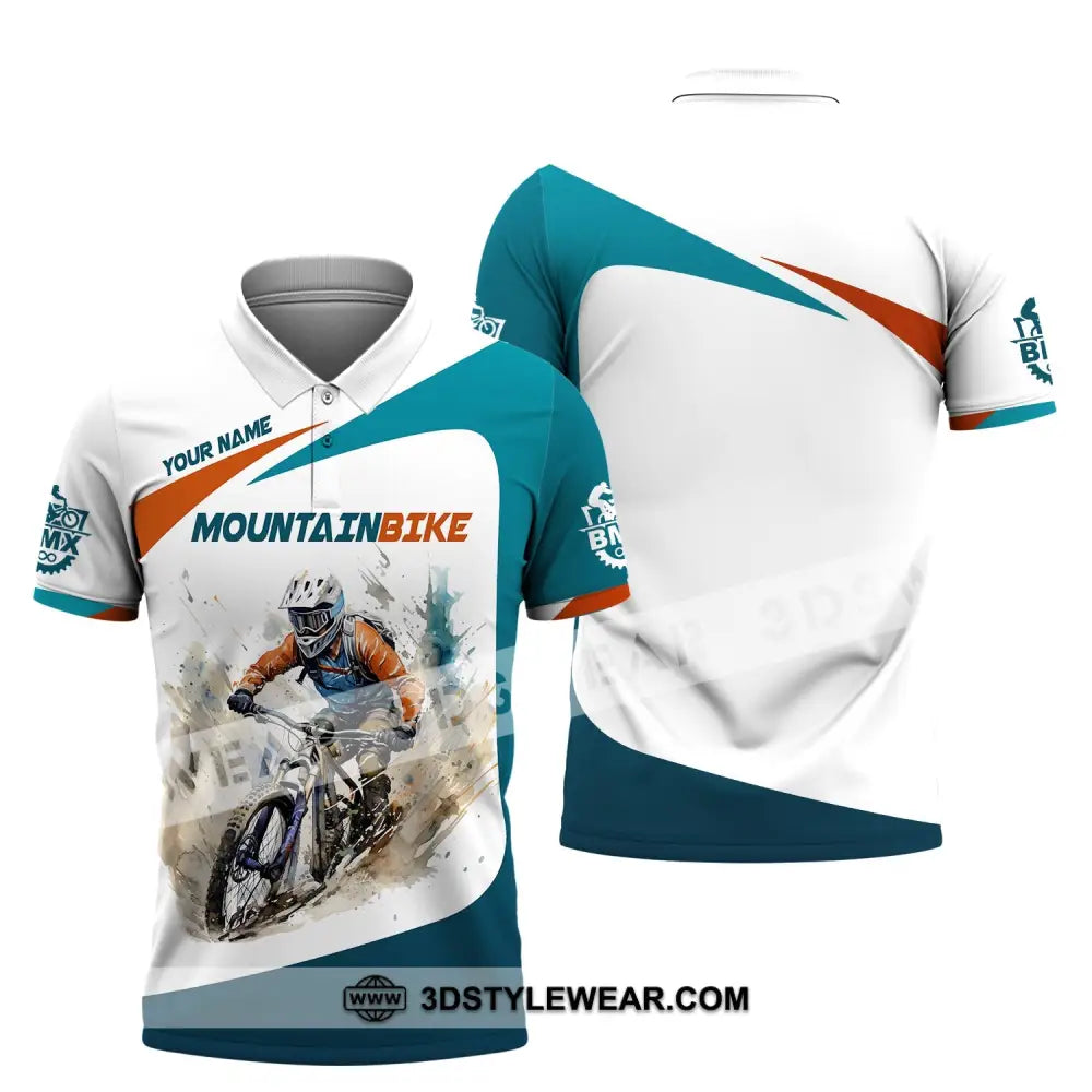 Man Shirt Custom Name For Mountain Bike Lover Polo Long Sleeve Gift / S T-Shirt