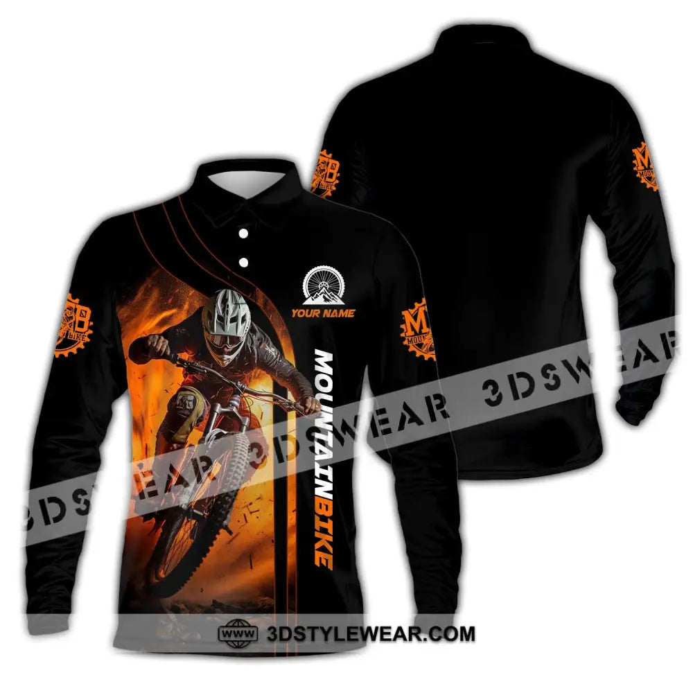 Man Shirt Custom Name For Mountain Bike Lover Polo Long Sleeve Gift / S T-Shirt