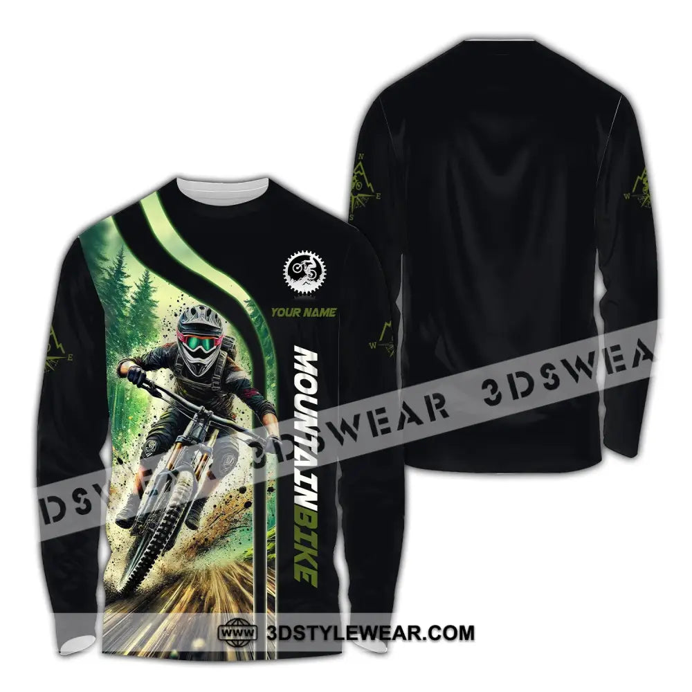 Man Shirt Custom Name For Mountain Bike Lover Polo Long Sleeve Gift / S T-Shirt