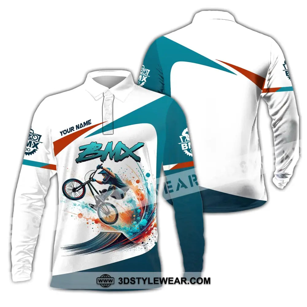 Man Shirt Custom Name For Mountain Bike Lover Polo Long Sleeve Gift / S T-Shirt