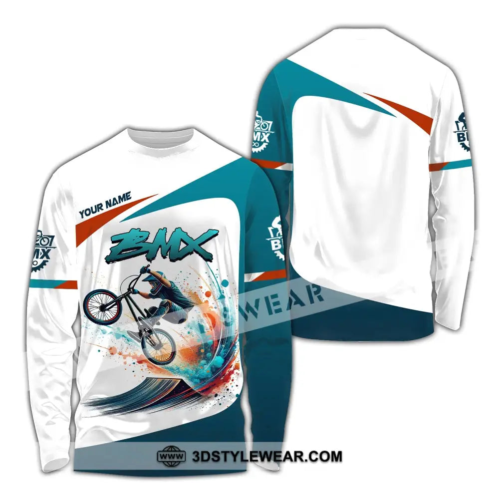 Man Shirt Custom Name For Mountain Bike Lover Polo Long Sleeve Gift / S T-Shirt