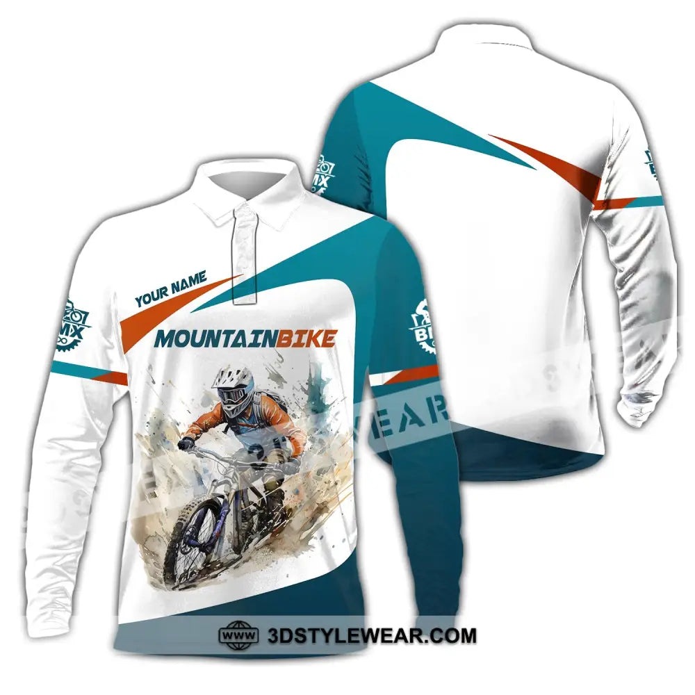 Man Shirt Custom Name For Mountain Bike Lover Polo Long Sleeve Gift / S T-Shirt