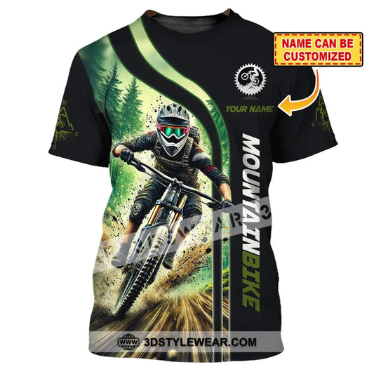 Man Shirt Custom Name For Mountain Bike Lover Polo Long Sleeve Gift T-Shirt