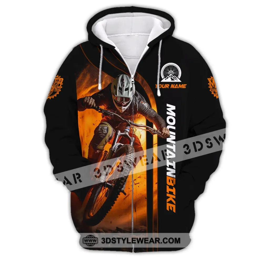 Man Shirt Custom Name For Mountain Bike Lover Polo Long Sleeve Gift Zipper Hoodie / S T-Shirt