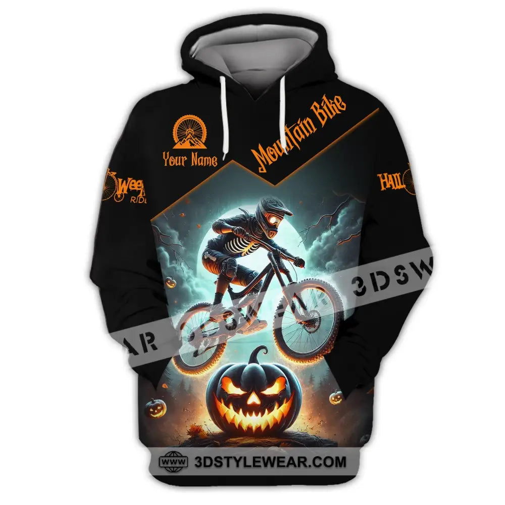 Man Shirt Custom Name Halloween Mountain Bike Lover T-Shirt Hoodie / S T-Shirt