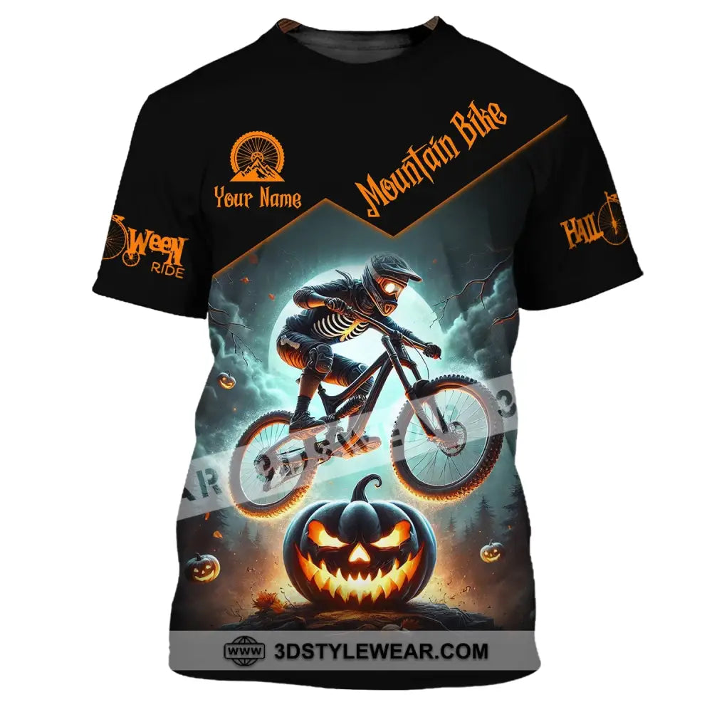 Man Shirt Custom Name Halloween Mountain Bike Lover T-Shirt / S T-Shirt