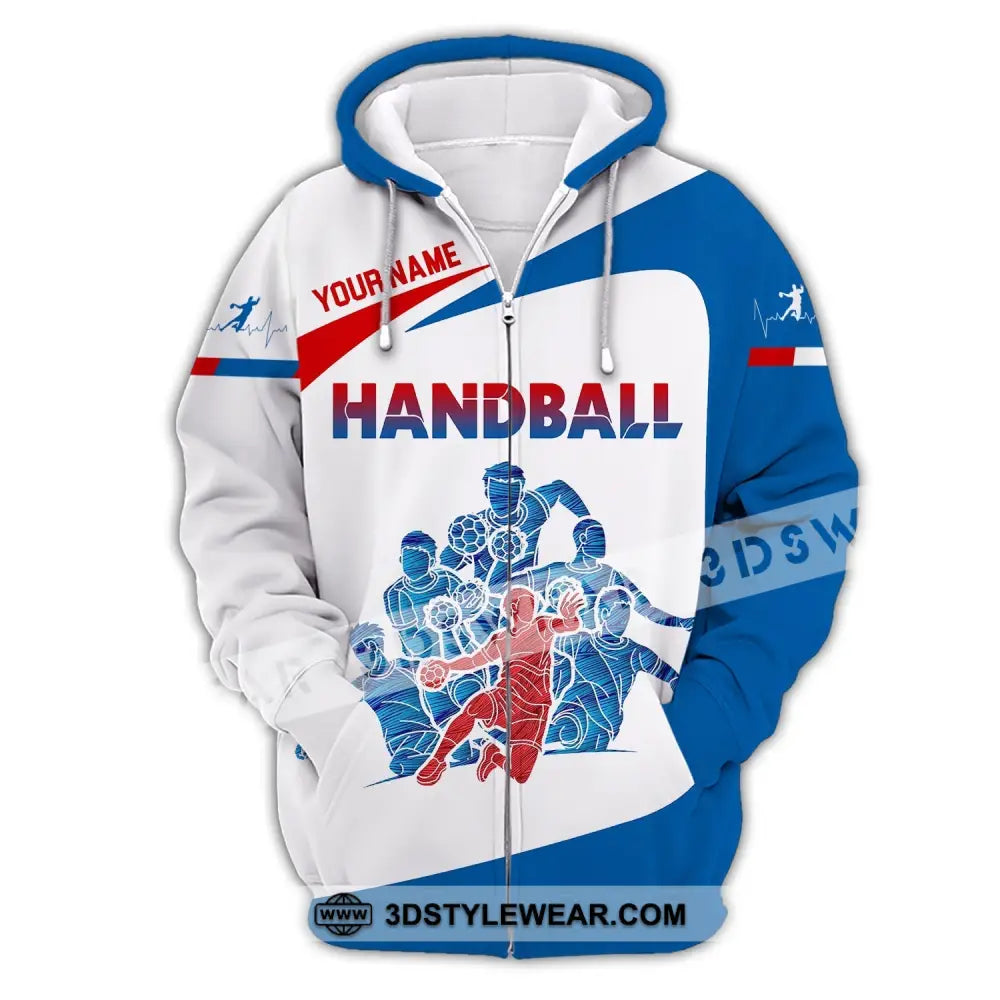 Man Shirt Custom Name Handball Player Hoodie Polo Long Sleeve Zipper / S T-Shirt