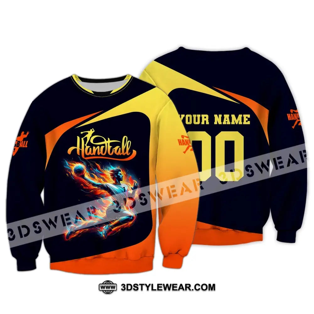 Man Shirt Custom Name Handball T-Shirt Hoodie For Players Long Sleeve / S