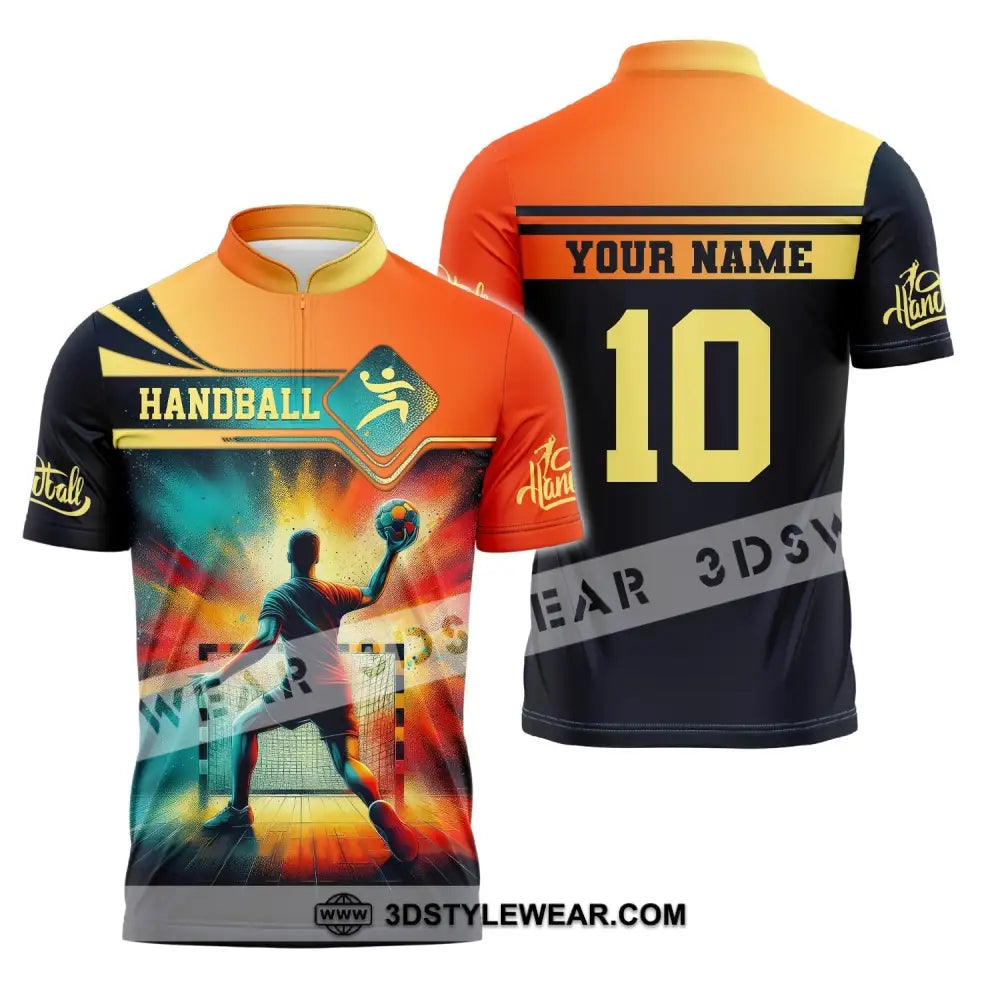 Man Shirt Custom Name Handball T-Shirt Hoodie For Players Zipper Polo / S