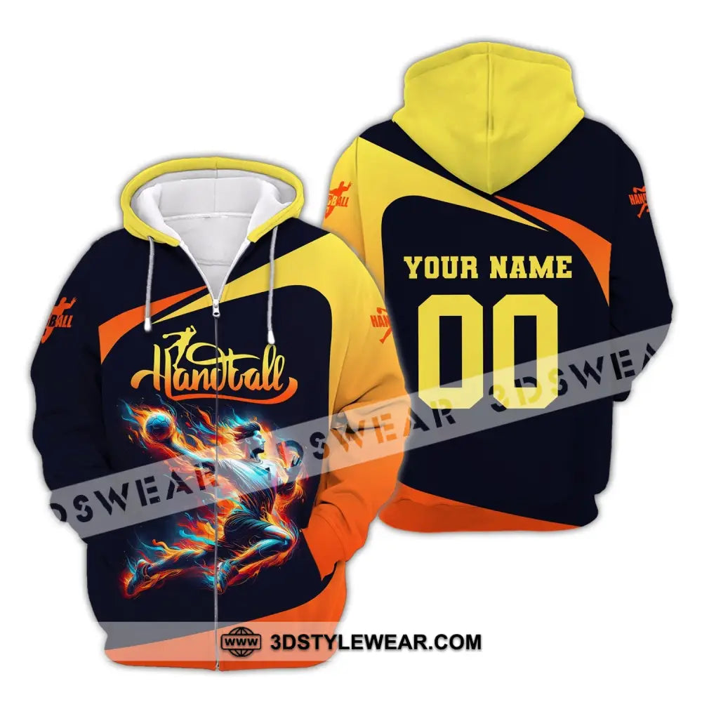 Man Shirt Custom Name Handball T-Shirt Hoodie For Players Zipper / S