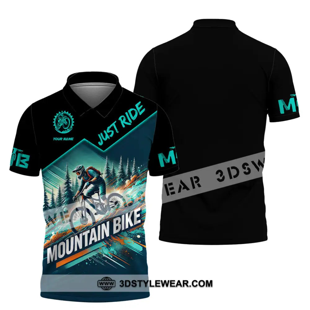 Man Shirt Custom Name Mountain Bike Lover Hoodie Polo Long Sleeve / S T-Shirt