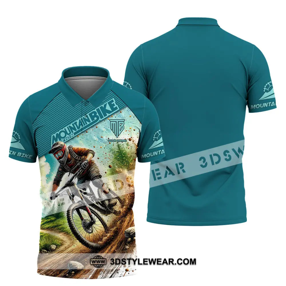 Man Shirt Custom Name Mountain Bike Lover Hoodie Polo Long Sleeve / S T-Shirt