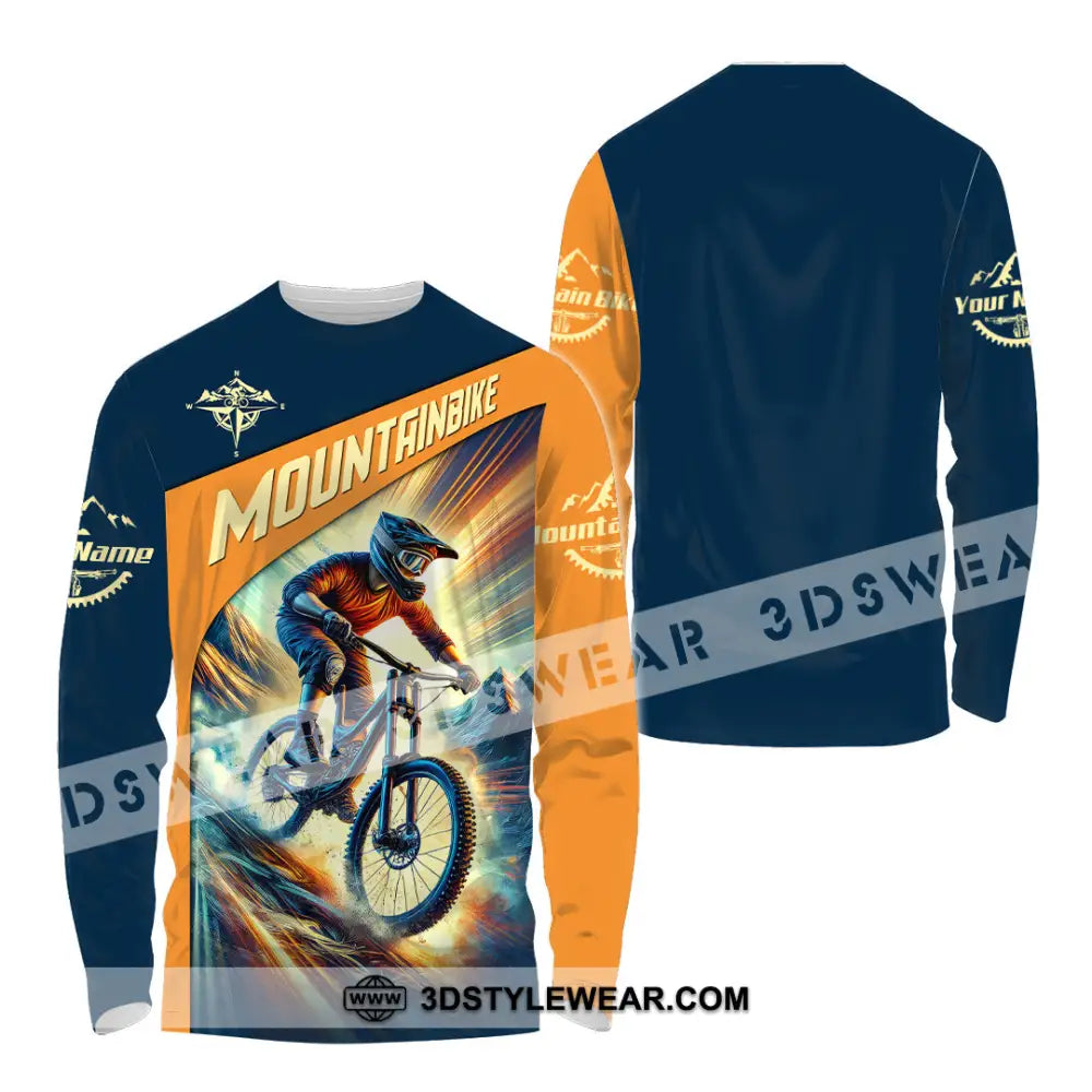 Man Shirt Custom Name Mountain Bike Lover Hoodie Polo Long Sleeve / S T-Shirt