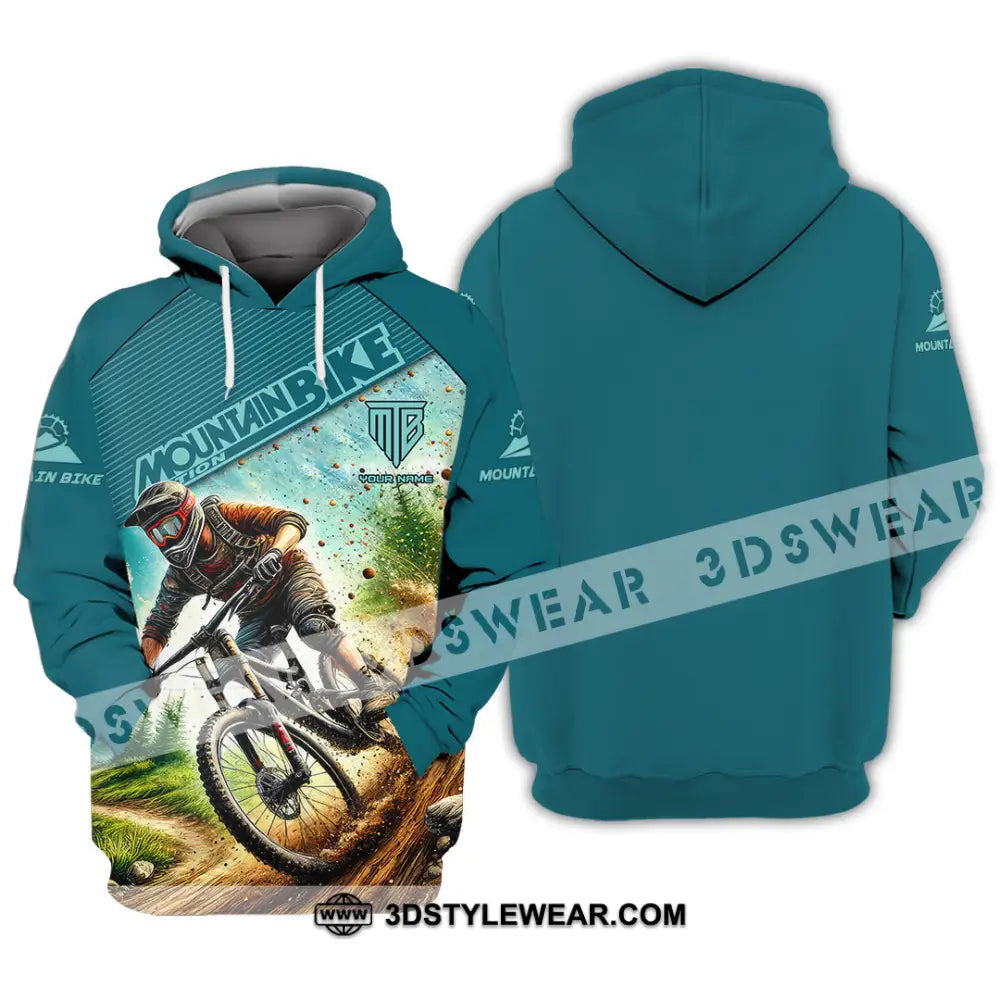 Man Shirt Custom Name Mountain Bike Lover Hoodie Polo Long Sleeve / S T-Shirt