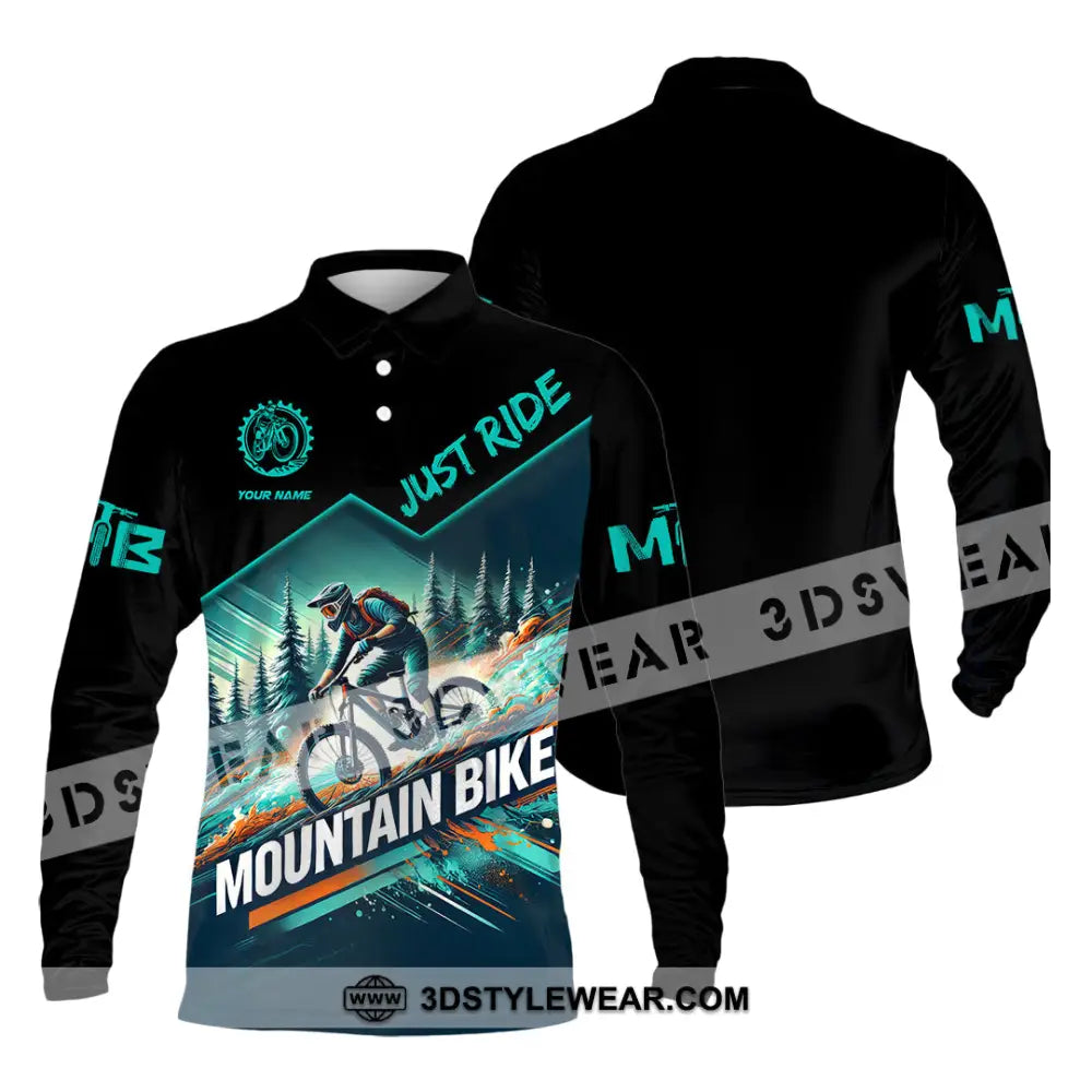 Man Shirt Custom Name Mountain Bike Lover Hoodie Polo Long Sleeve / S T-Shirt