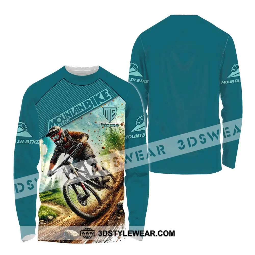 Man Shirt Custom Name Mountain Bike Lover Hoodie Polo Long Sleeve / S T-Shirt