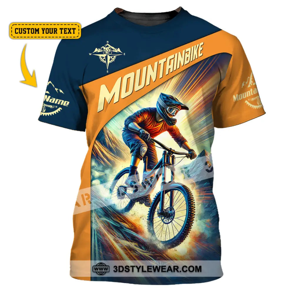 Man Shirt Custom Name Mountain Bike Lover Hoodie Polo Long Sleeve T-Shirt