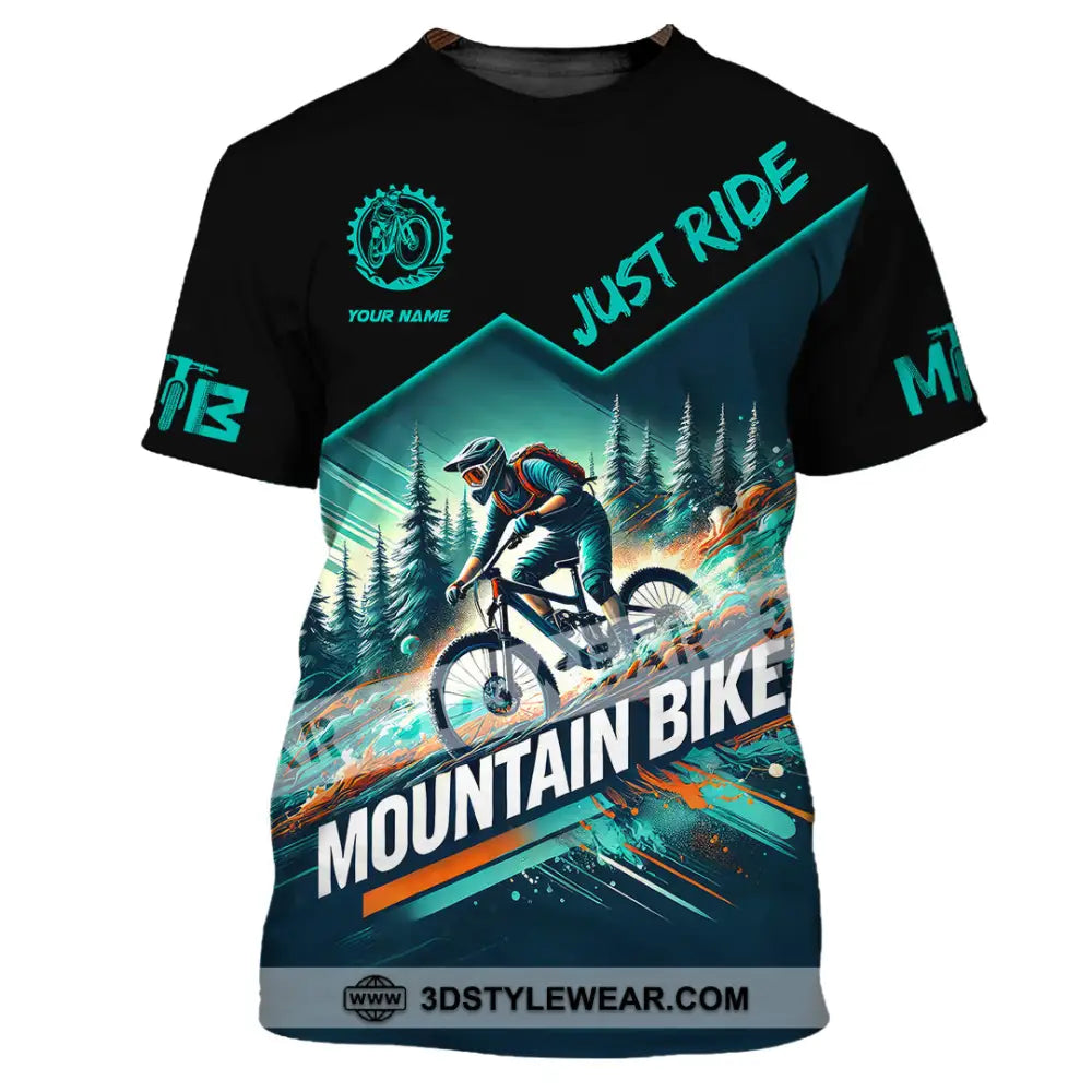 Man Shirt Custom Name Mountain Bike Lover Hoodie Polo Long Sleeve T-Shirt / S T-Shirt