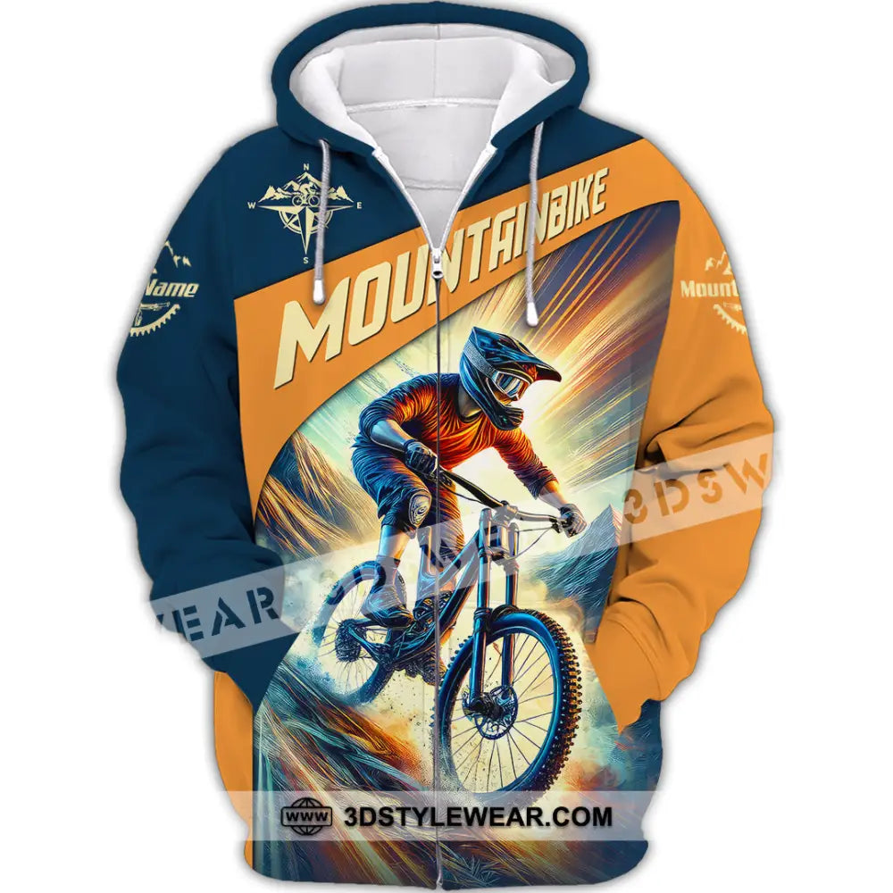 Man Shirt Custom Name Mountain Bike Lover Hoodie Polo Long Sleeve Zipper / S T-Shirt