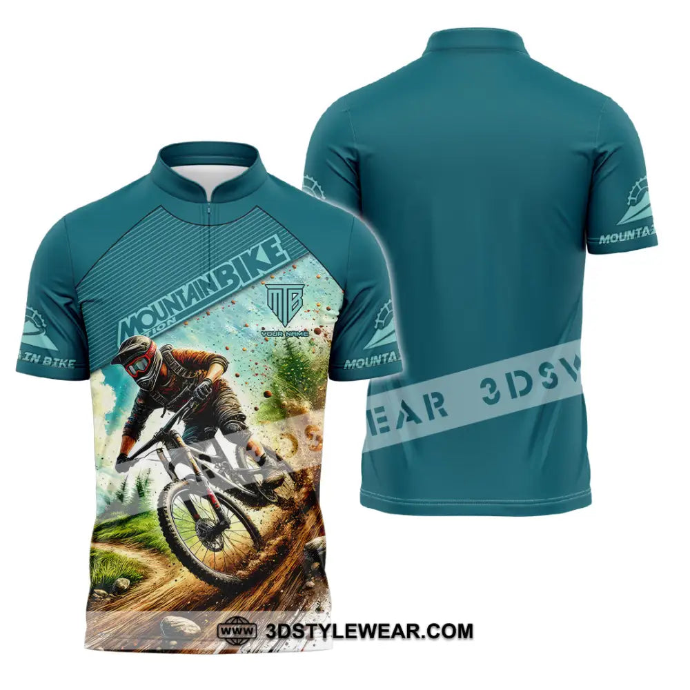 Man Shirt Custom Name Mountain Bike Lover Hoodie Polo Long Sleeve Zipper / S T-Shirt