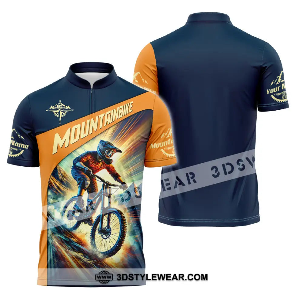 Man Shirt Custom Name Mountain Bike Lover Hoodie Polo Long Sleeve Zipper / S T-Shirt