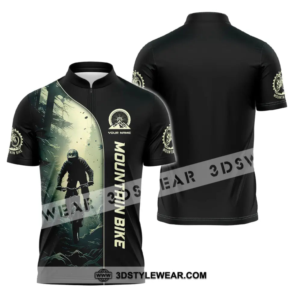 Man Shirt Custom Name Mountain Bike Lover Hoodie Polo Long Sleeve Zipper / S T-Shirt