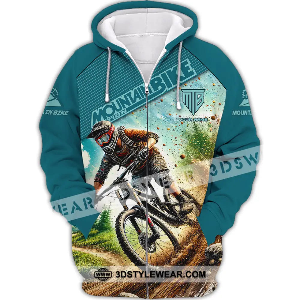 Man Shirt Custom Name Mountain Bike Lover Hoodie Polo Long Sleeve Zipper / S T-Shirt