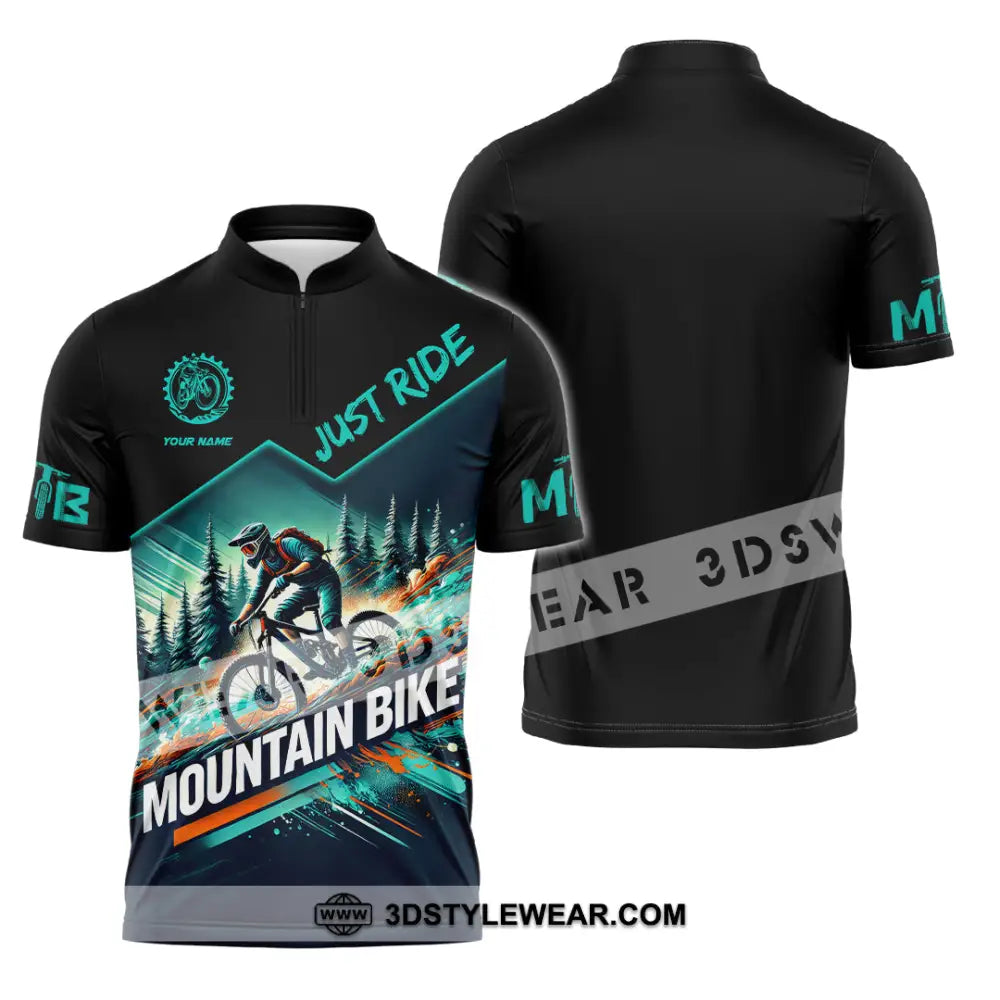 Man Shirt Custom Name Mountain Bike Lover Hoodie Polo Long Sleeve Zipper / S T-Shirt