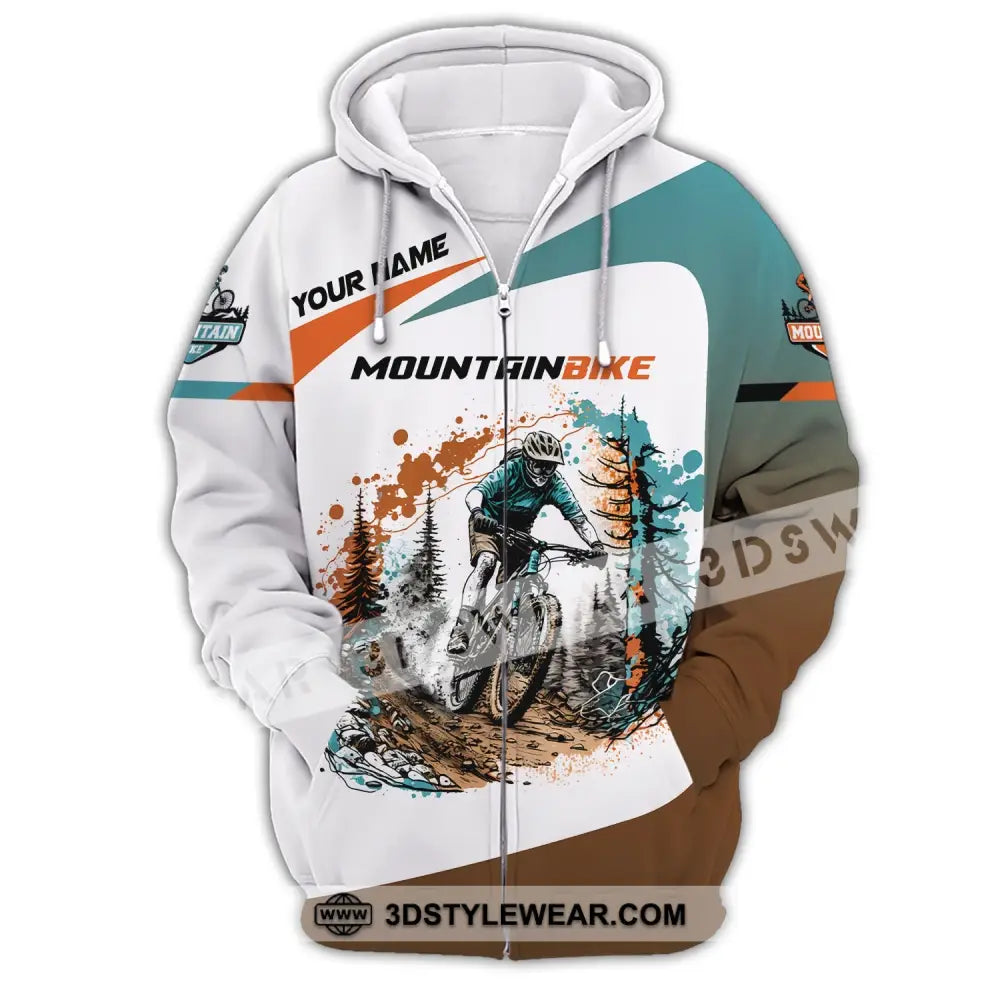 Man Shirt Custom Name Mountain Bike Lover T-Shirt Zipper Hoodie / S T-Shirt