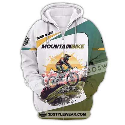 Man Shirt Custom Name Mountain Bike Lover T-Shirt Zipper Hoodie / S T-Shirt