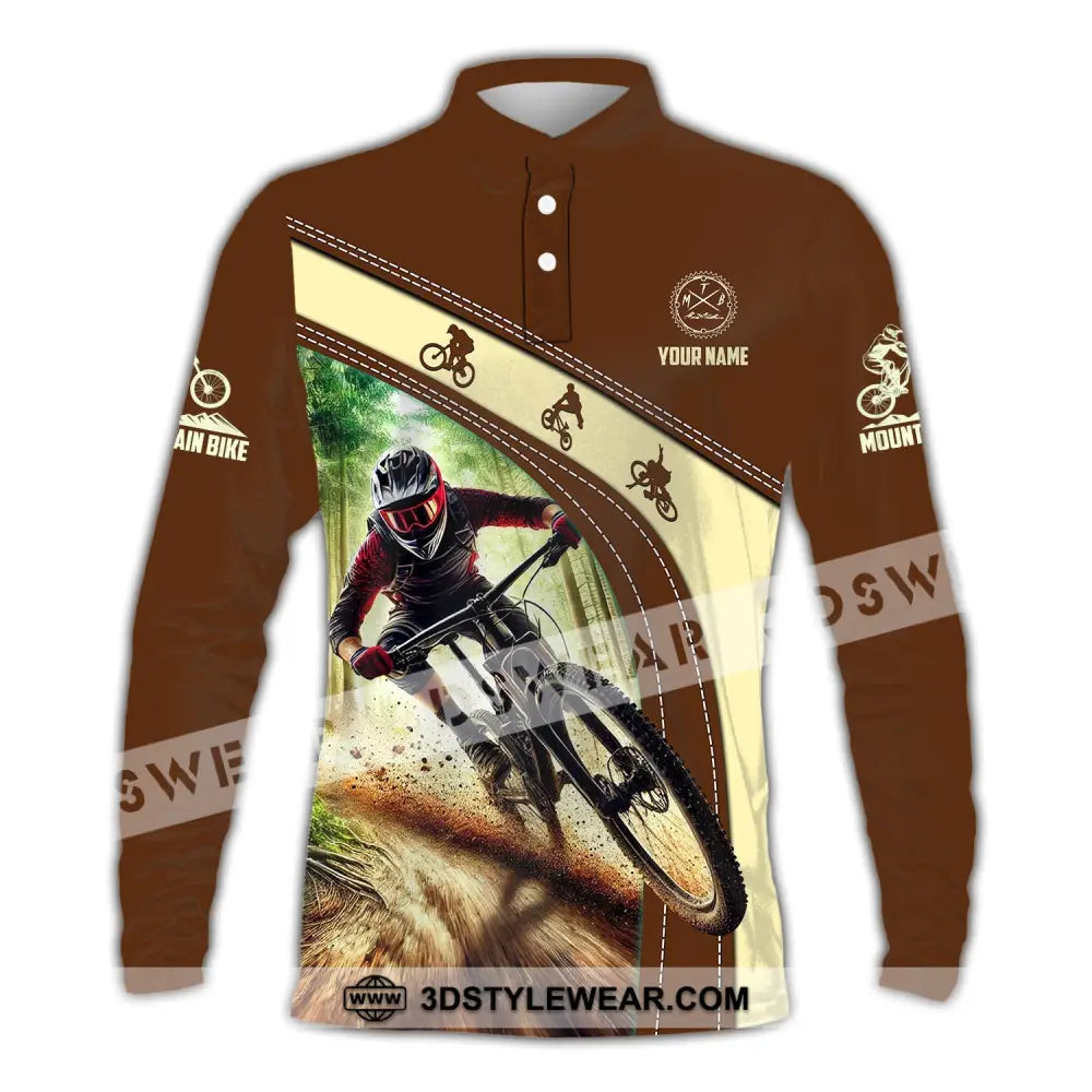 Man Shirt Custom Name Mountain Bike Polo Long Sleeve Gift / S T-Shirt