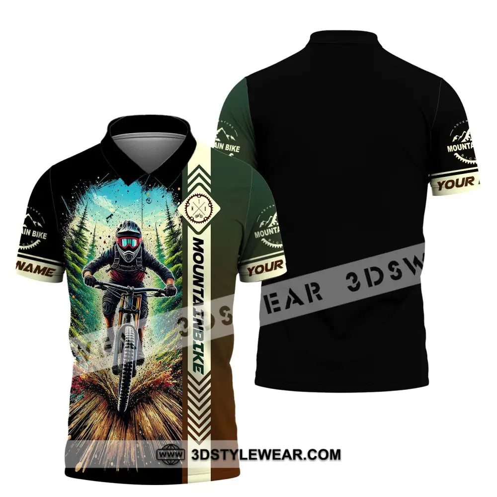 Man Shirt Custom Name Mountain Bike Polo Long Sleeve Gift / S T-Shirt