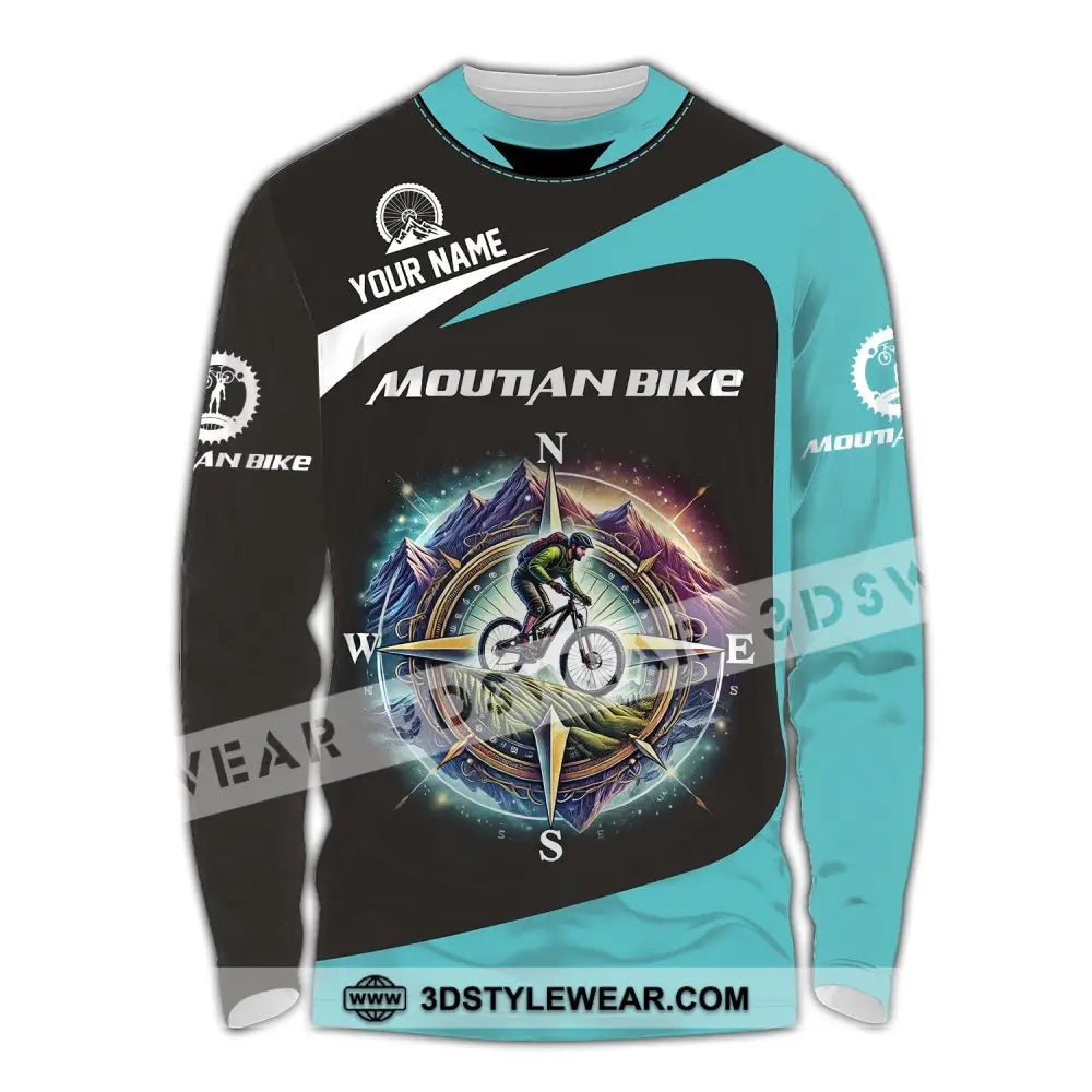 Man Shirt Custom Name Mountain Bike Polo Long Sleeve Gift / S T-Shirt