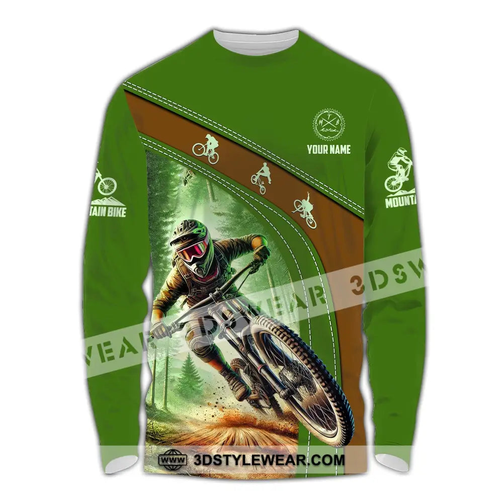 Man Shirt Custom Name Mountain Bike Polo Long Sleeve Gift / S T-Shirt