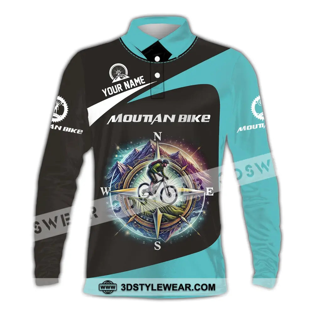 Man Shirt Custom Name Mountain Bike Polo Long Sleeve Gift / S T-Shirt