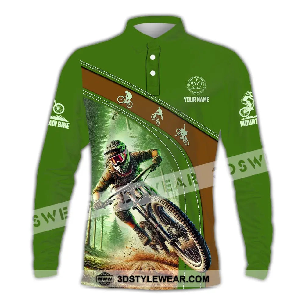 Man Shirt Custom Name Mountain Bike Polo Long Sleeve Gift / S T-Shirt