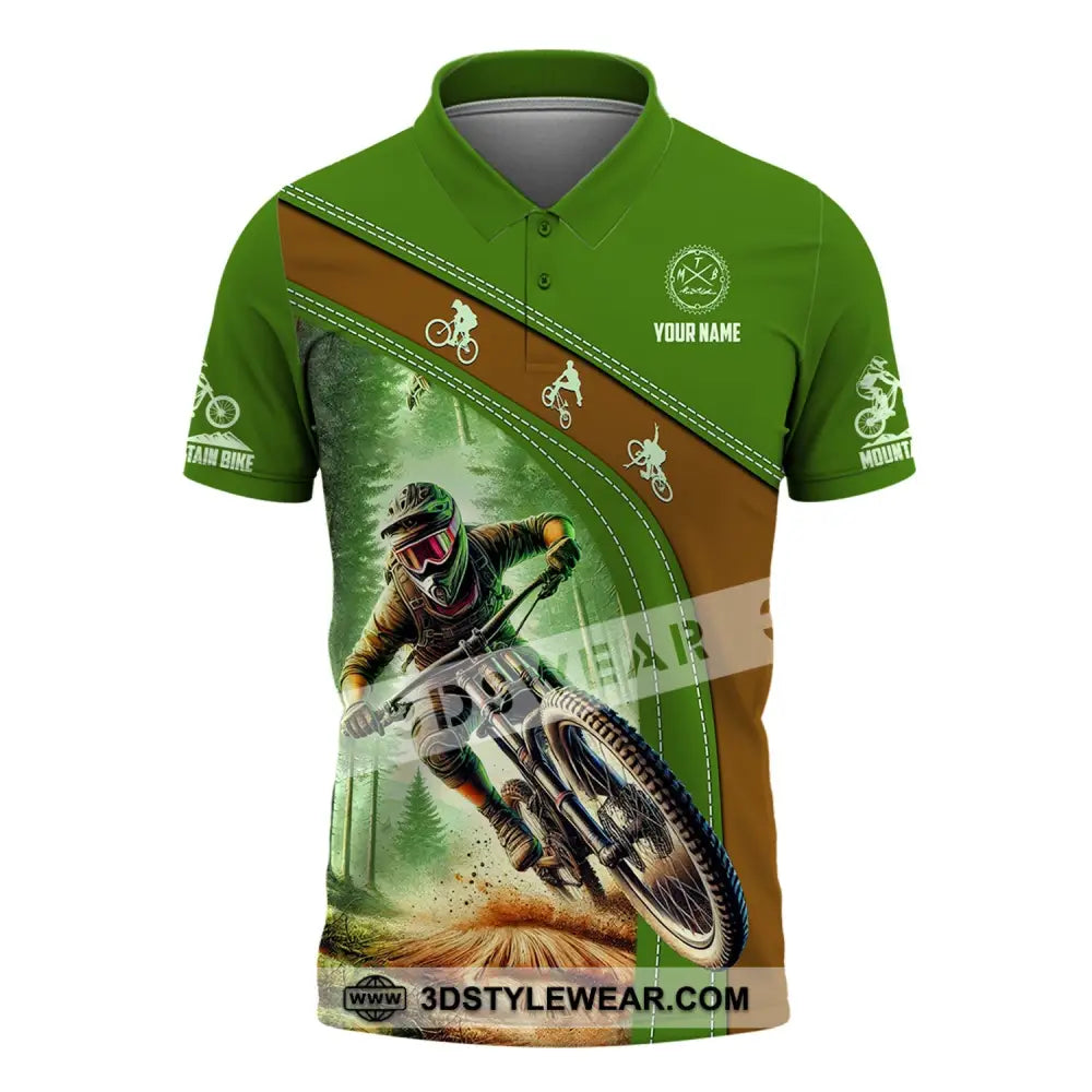 Man Shirt Custom Name Mountain Bike Polo Long Sleeve Gift / S T-Shirt