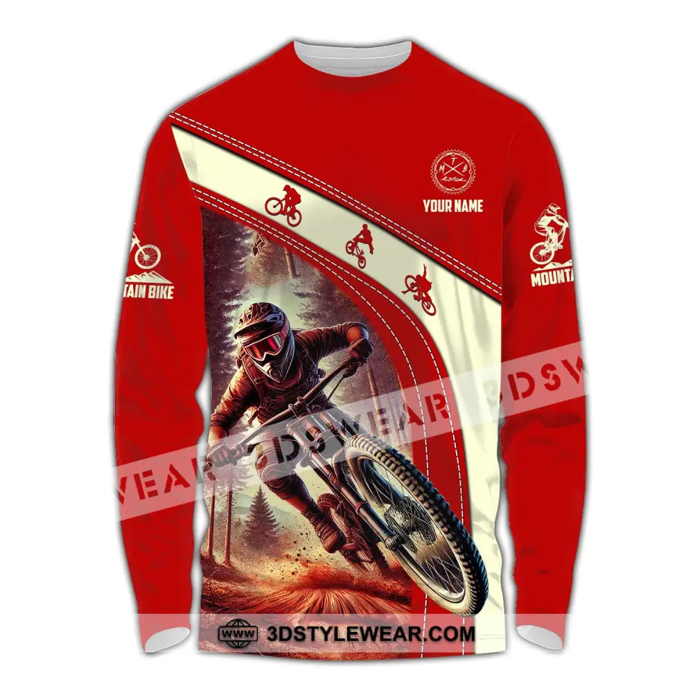 Man Shirt Custom Name Mountain Bike Polo Long Sleeve Gift / S T-Shirt