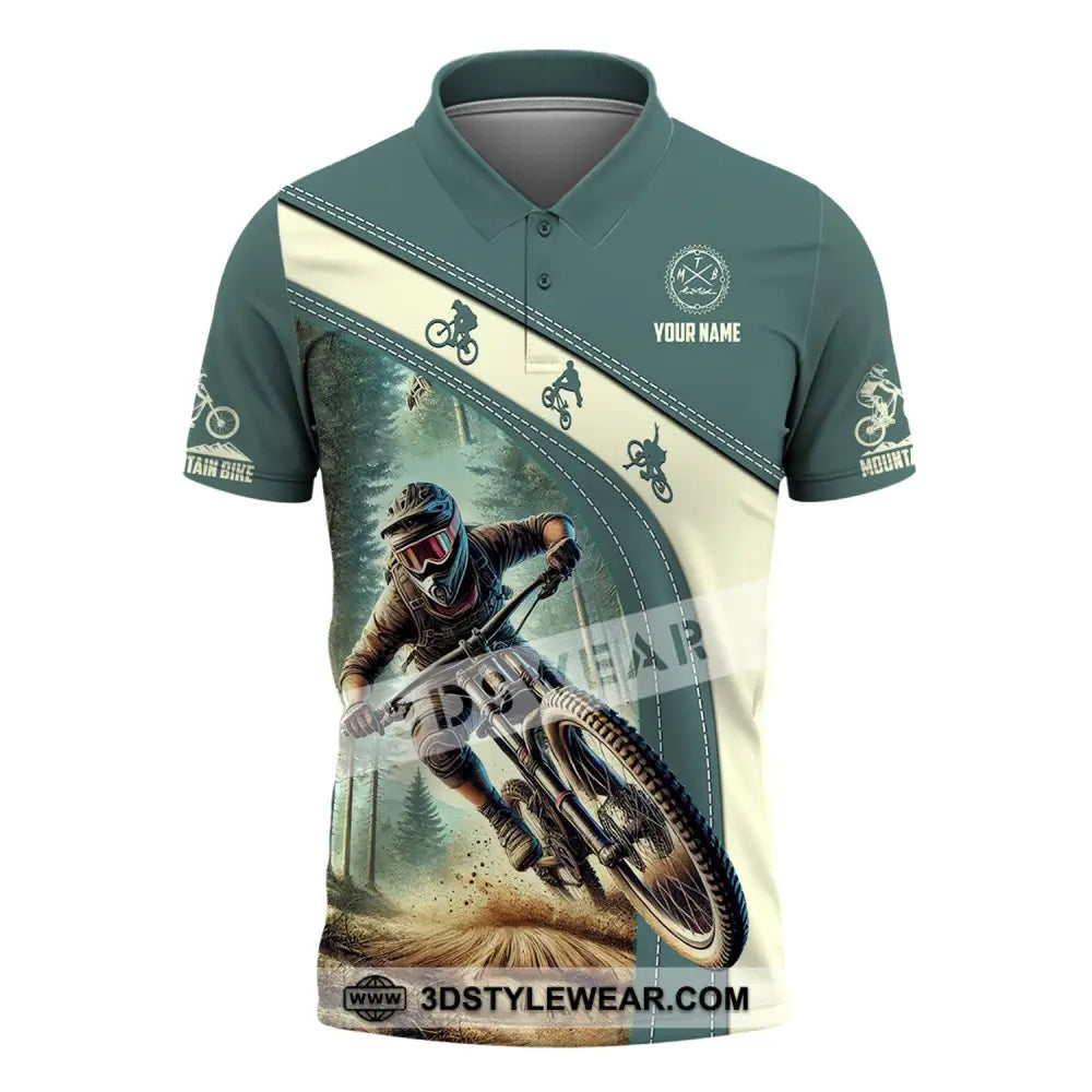 Man Shirt Custom Name Mountain Bike Polo Long Sleeve Gift / S T-Shirt