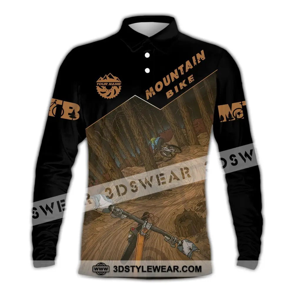 Man Shirt Custom Name Mountain Bike Polo Long Sleeve Gift / S T-Shirt