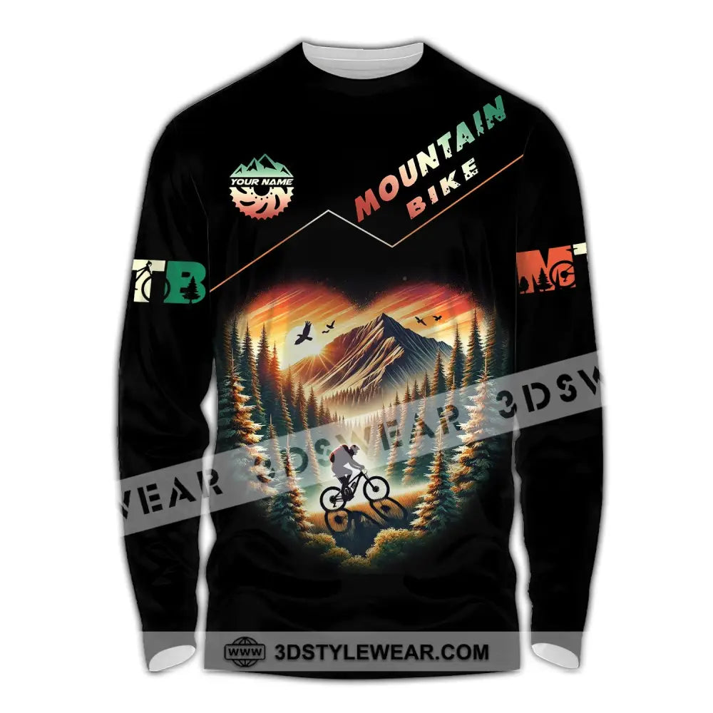 Man Shirt Custom Name Mountain Bike Polo Long Sleeve Gift / S T-Shirt