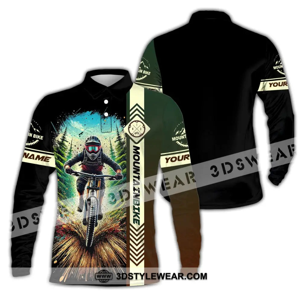 Man Shirt Custom Name Mountain Bike Polo Long Sleeve Gift / S T-Shirt