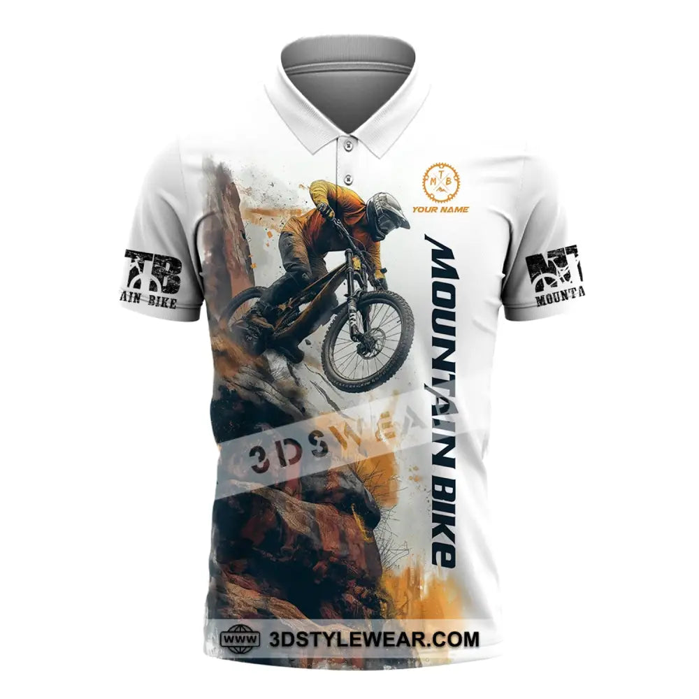 Man Shirt Custom Name Mountain Bike Polo Long Sleeve Gift / S T-Shirt