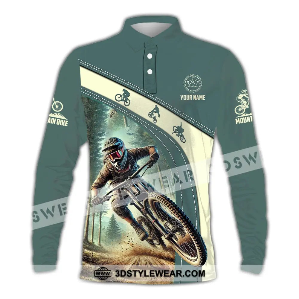 Man Shirt Custom Name Mountain Bike Polo Long Sleeve Gift / S T-Shirt