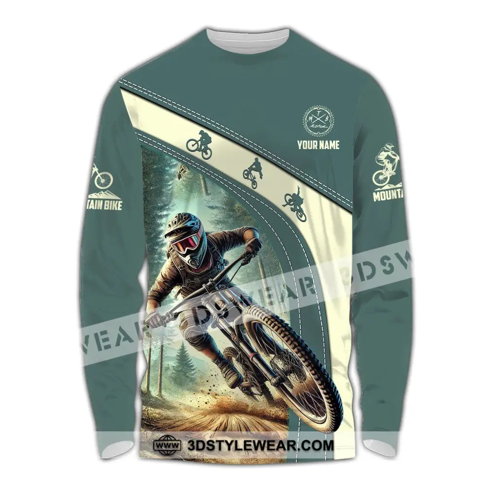 Man Shirt Custom Name Mountain Bike Polo Long Sleeve Gift / S T-Shirt