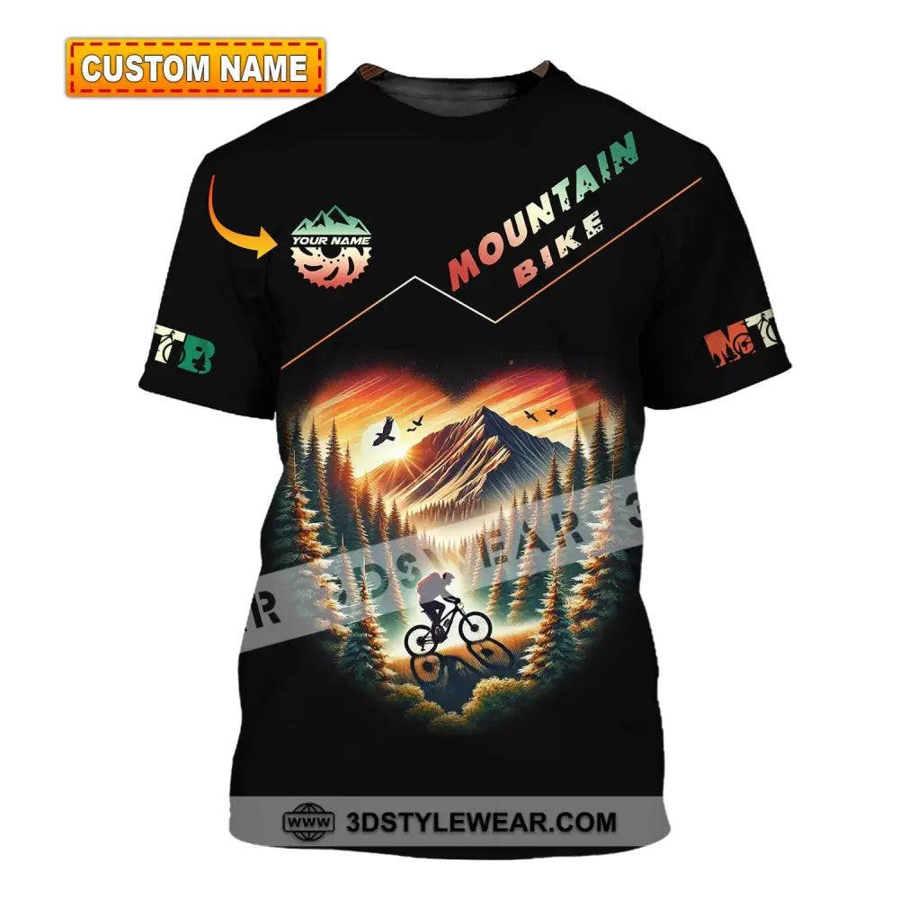 Man Shirt Custom Name Mountain Bike Polo Long Sleeve Gift T-Shirt