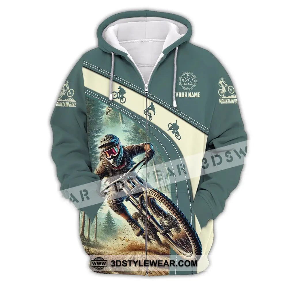 Man Shirt Custom Name Mountain Bike Polo Long Sleeve Gift Zipper Hoodie / S T-Shirt