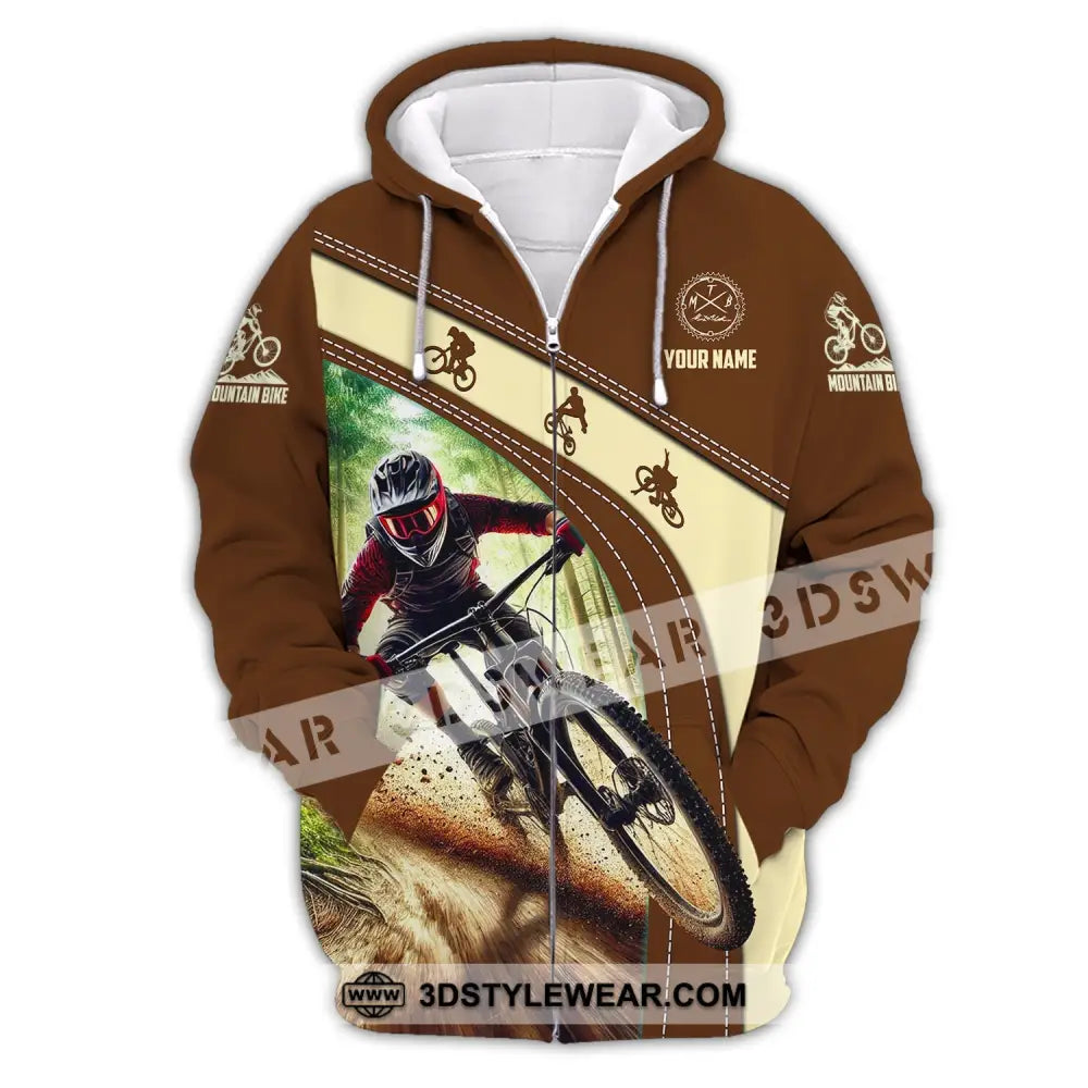 Man Shirt Custom Name Mountain Bike Polo Long Sleeve Gift Zipper Hoodie / S T-Shirt